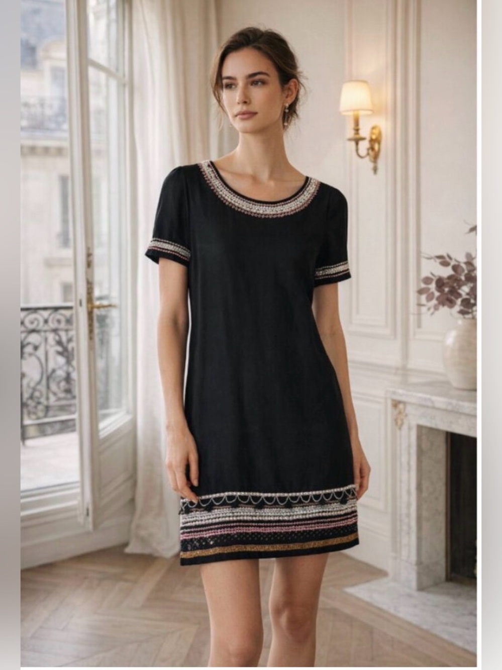 NWT Anthropologie Maeve Stitched Catriona Dress Sequins Tassles Size 00P Petite